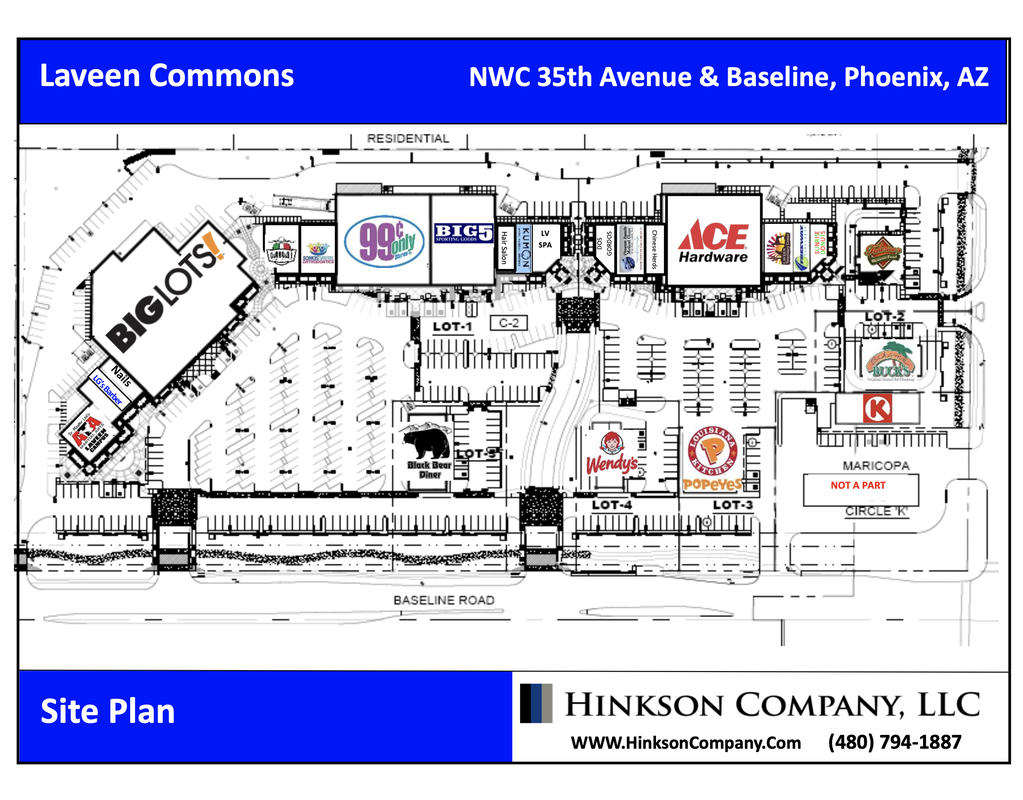 Site plan for shopping center space is available Phoenix Arizona.